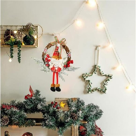 Christmas Wreath for Front Door, Xmas Decoration 14 inch/35cm Door Wreaths - Picture 6 of 7